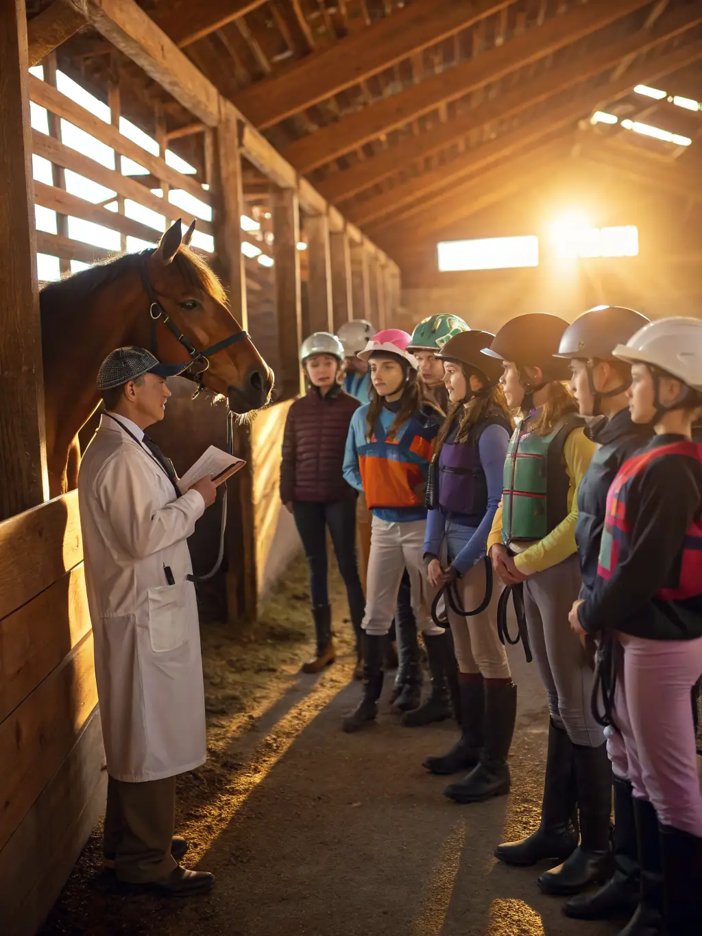 A photo of a group of breeders attending a workshop on equine nutrition, held at the Pôle du Cheval et de l'Âne in La Celle Condé.