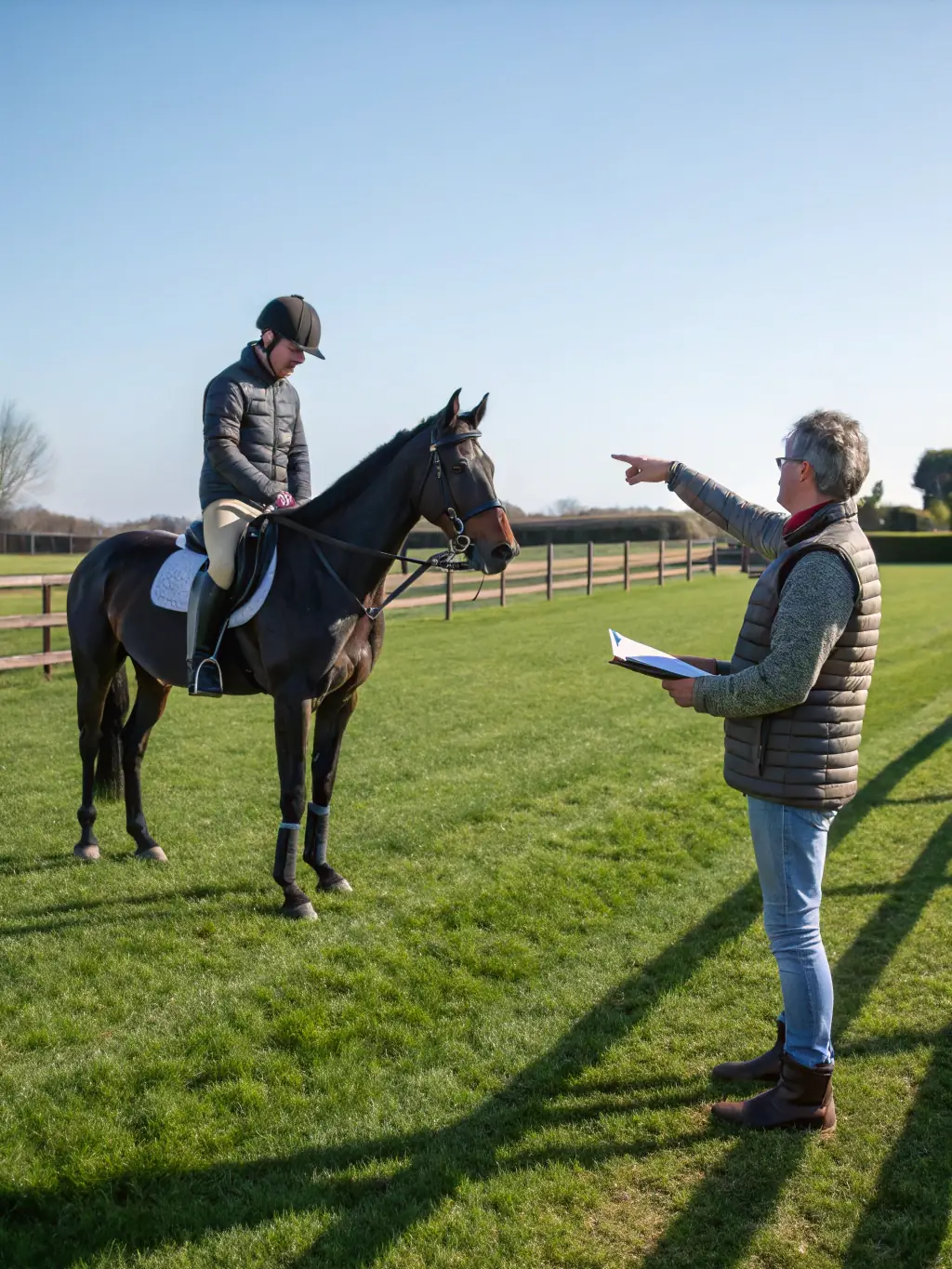 A horse trainer demonstrating a technique during an AEEB training workshop, emphasizing the educational opportunities available to members.