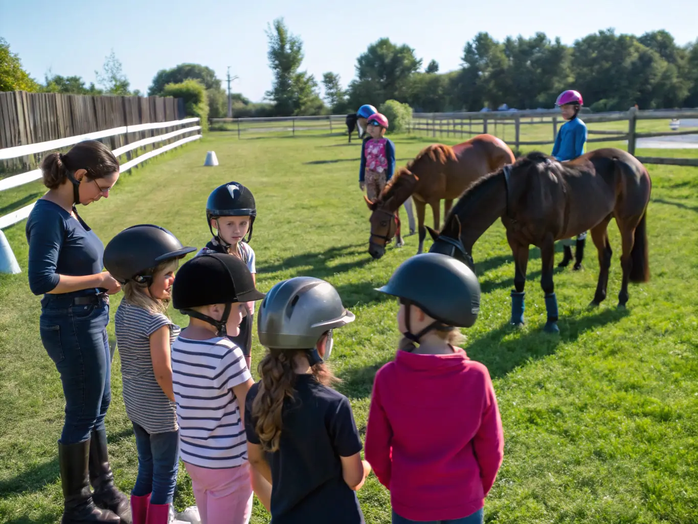 A group of young breeders participating in a mentorship program, learning from experienced professionals in the field.