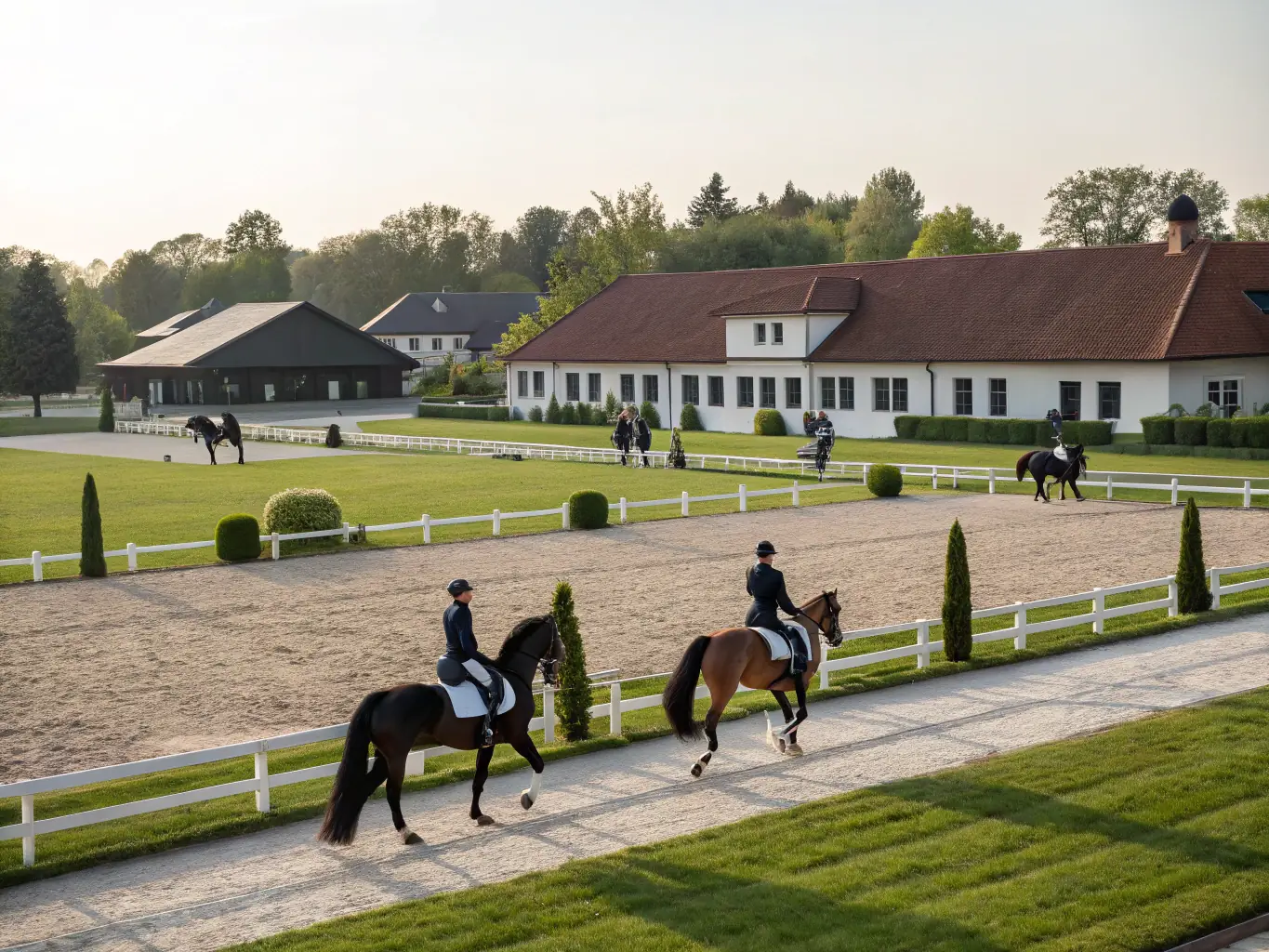 A horse show with participants showcasing their horses.